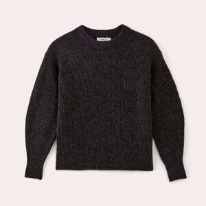 Everlane Women's Cocoon Crew Neck in Alpaca Sweater in Heathered Black, XS